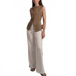 NEW SLOAN sleeveless sculpted vest in tan